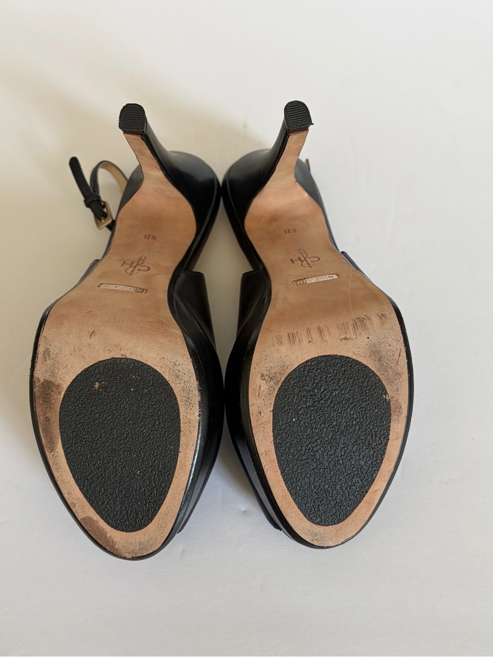 Cole Haan Black Leather Peep-Toe Slingback Heels Women’s Size 8 - Picture 8 of 8
